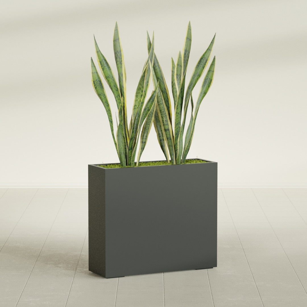 Perth Extra Large Long Rectangle Fiberglass Planter - 48 in x 16 in x 42 in - Matte Charcoal - Matte Charcoal,48 in x 16 in x 42 in