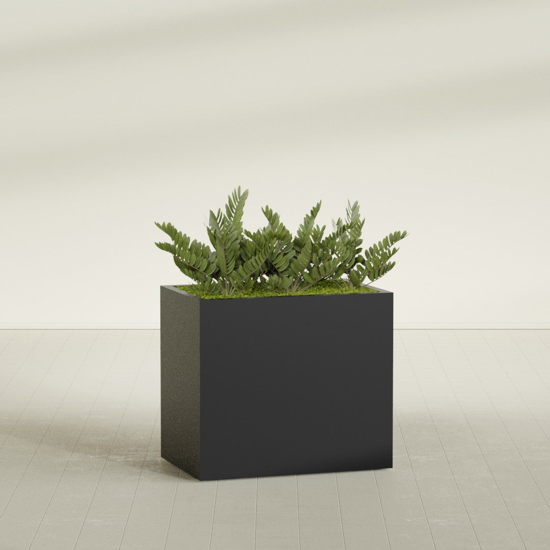 Brisbane Large Rectangle Fiberglass Planter - 36 in x 24 in x 32 in - Matte Black - Matte Black,36 in x 24 in x 32 in