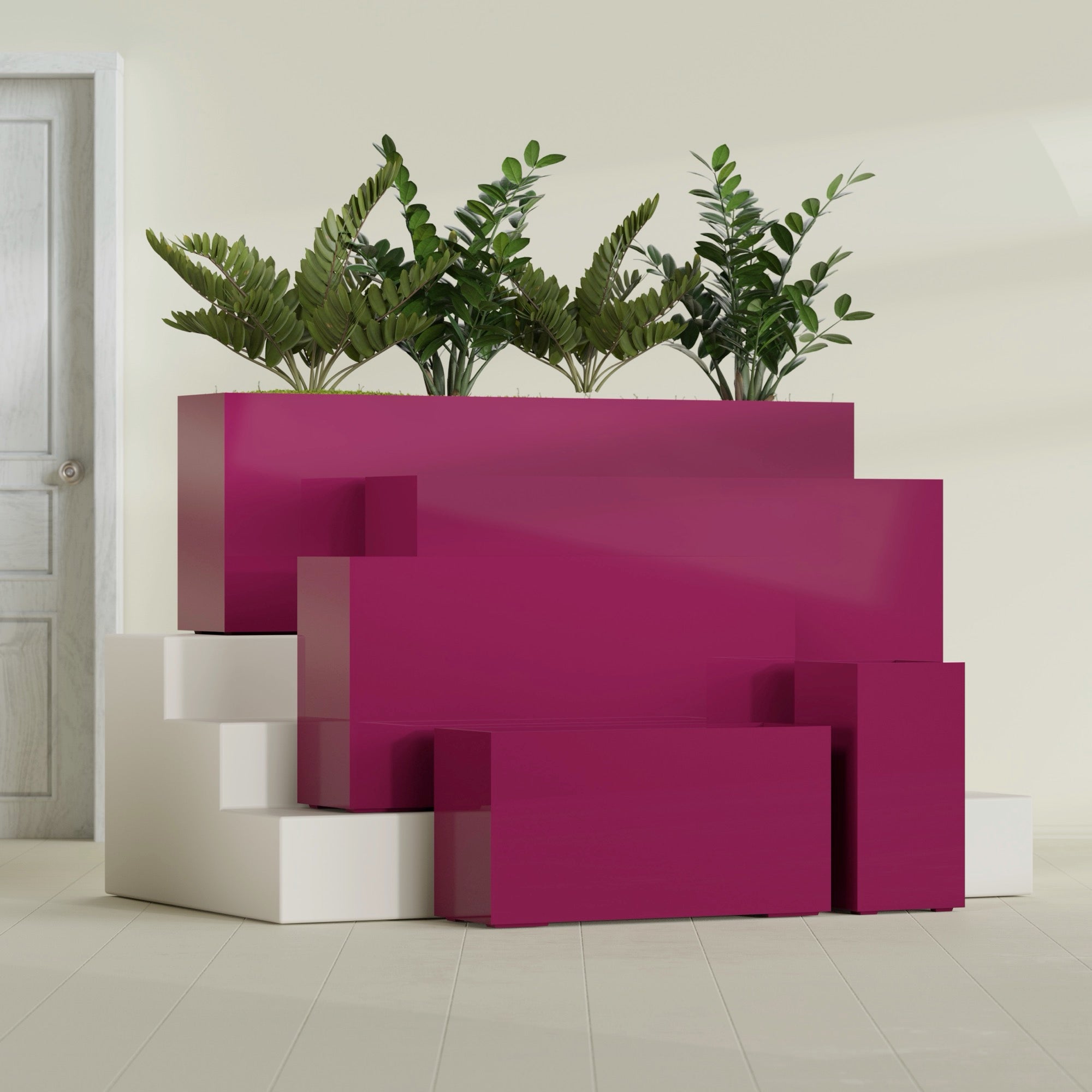 Hollywood Extra Large Narrow Rectangle Fiberglass Planter - 72 in x 12 in x 24 in - Gloss Eggplant - Gloss Eggplant,72 in x 12 in x 24 in
