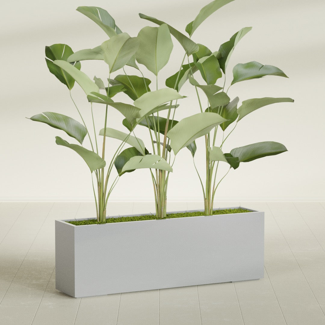 Tolga Extra Large Long Rectangle Fiberglass Planter - 72 in x 16 in x 24 in - Metallic Silver - Metallic Silver,72 in x 16 in x 24 in