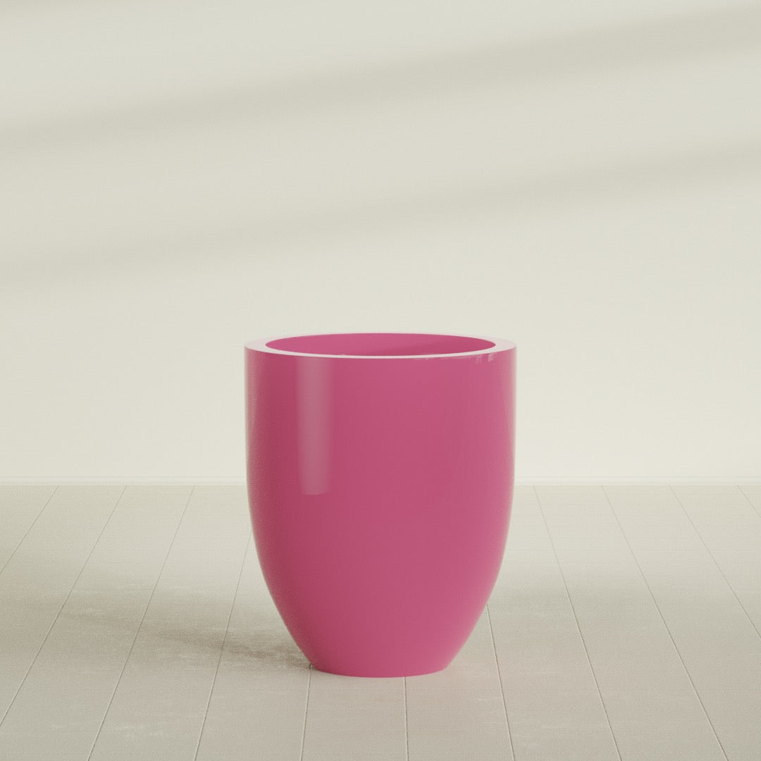 Valencia Large Round Fiberglass Planter - 27 in x 27 in x 31 in - Gloss Pink Violet - Gloss Pink Violet,27 in x 27 in x 31 in