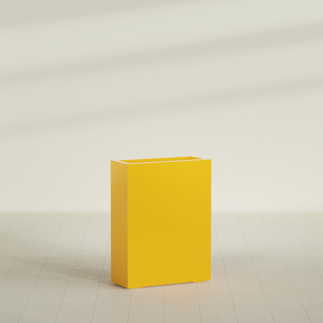 Amesbury Large Narrow Rectangle Fiberglass Planter - 24 in x 10 in x 32 in - Gloss Saffron - Gloss Saffron,24 in x 10 in x 32 in