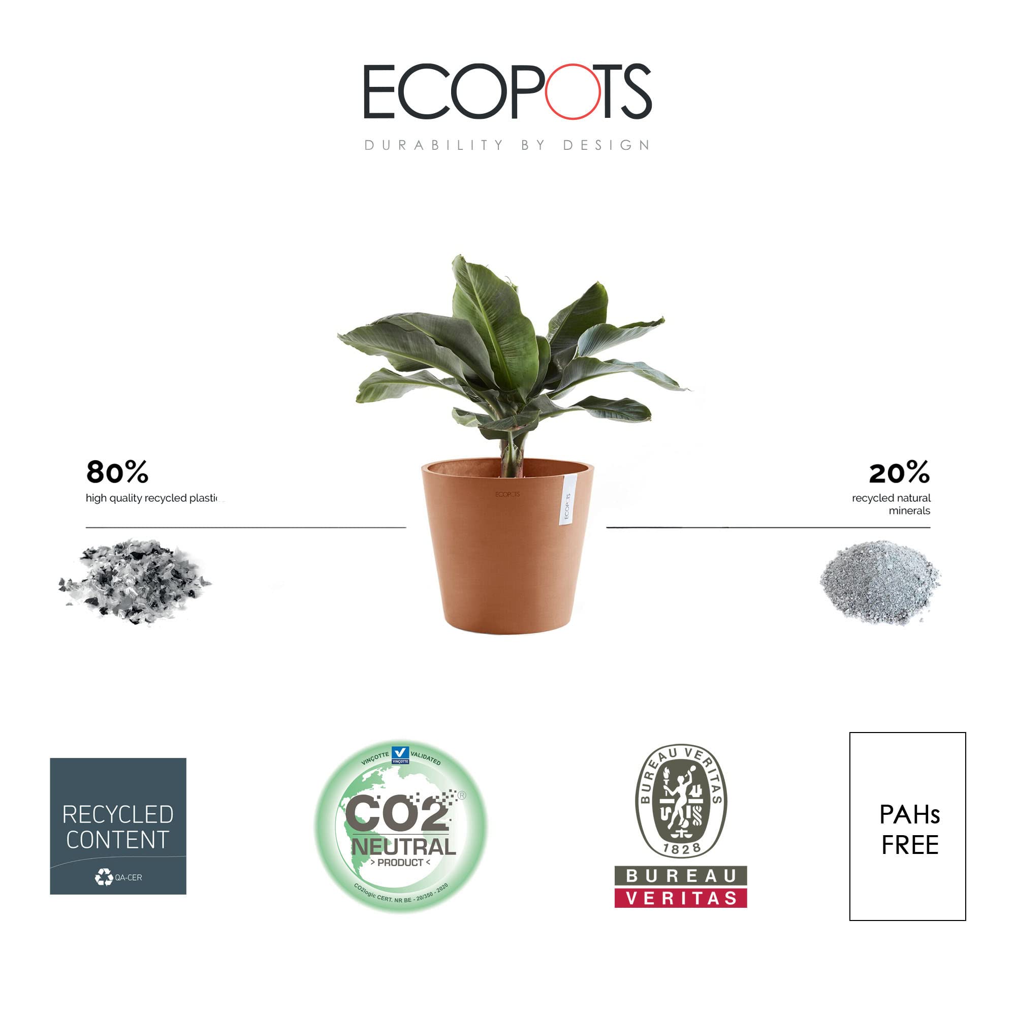 Amsterdam Small Round Planter - 15.8 in x 15.8 in x 13.8 in - Terracotta - Terracotta,15.75 in x 15.75 in x 13.75 in,Planter Only