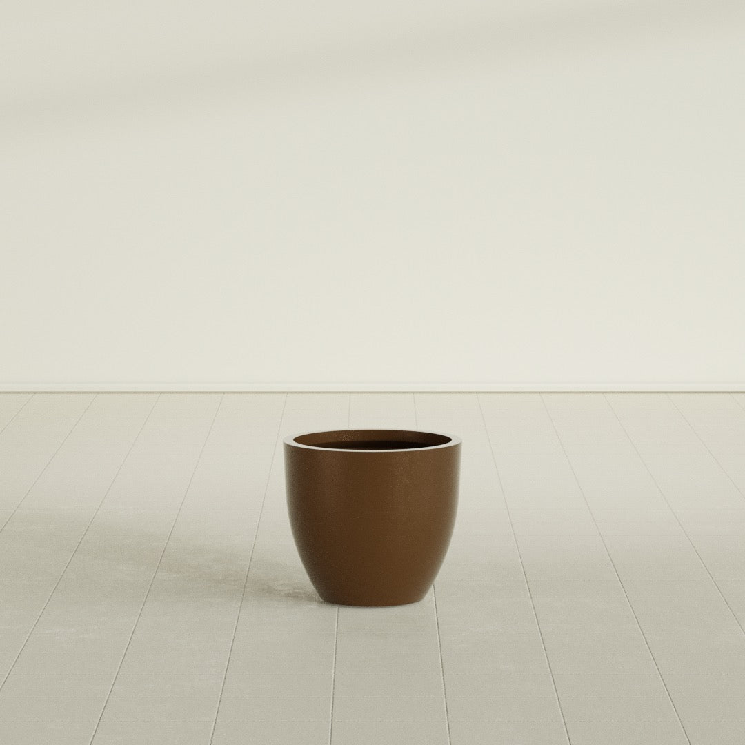 Wannsee Medium Round Fiberglass Planter - 22 in x 22 in x 19 in - Metallic Bronze - Metallic Bronze,22 in x 22 in x 19 in