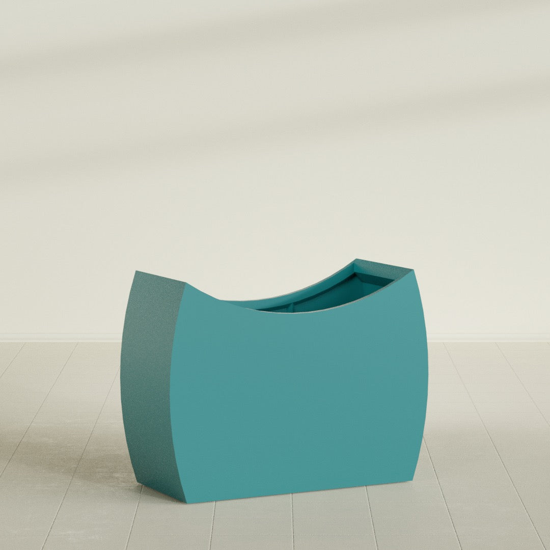 Seoul Extra Large Curved Abstract Fiberglass Planter - 48 in x 20 in x 36 in - Satin Sea Foam - Satin Sea Foam,48 in x 20 in x 36 in