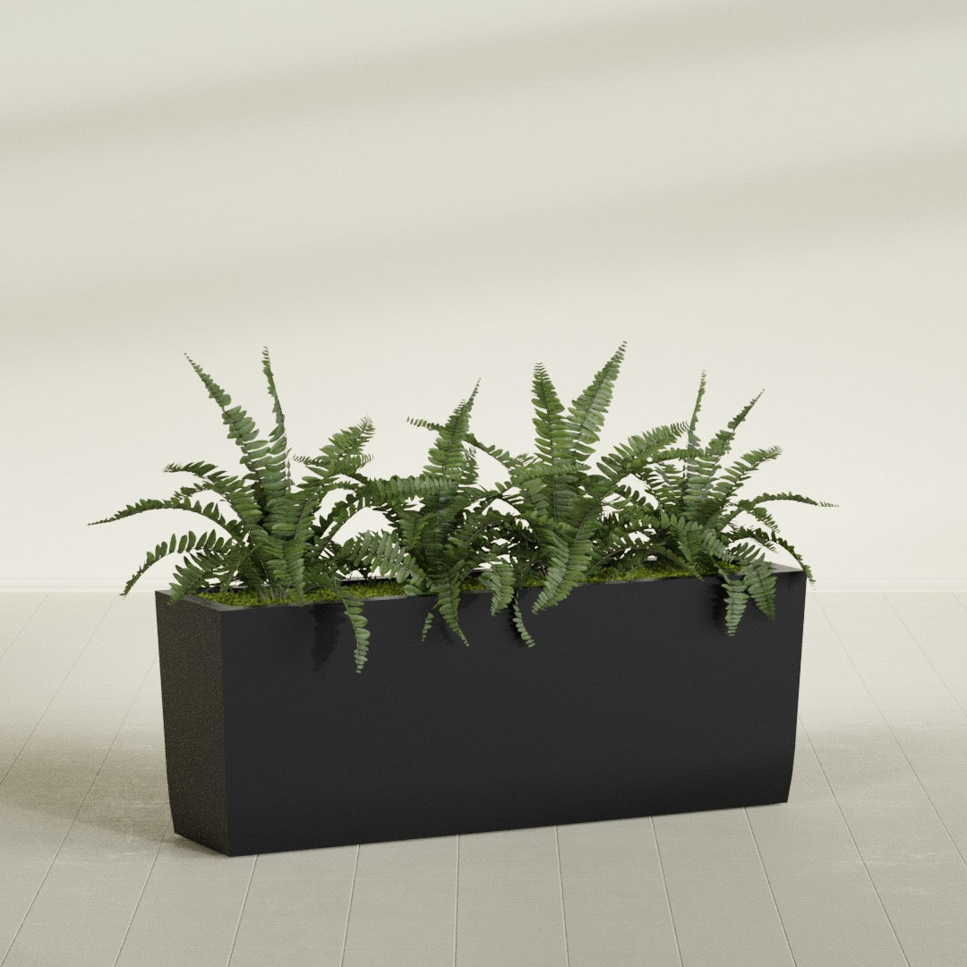 Panama Extra Large Long Rectangle Fiberglass Planter - 48 in x 12 in x 18 in - Matte Black - Matte Black,48 in x 12 in x 18 in