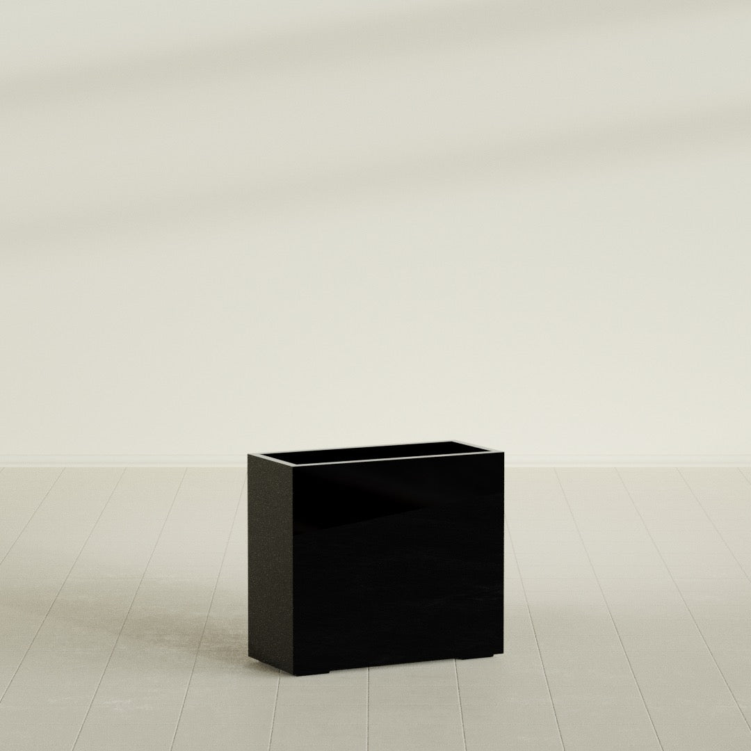 Potsdam Large Rectangle Fiberglass Planter - 36 in x 16 in x 32 in - Gloss Black - Gloss Black,36 in x 16 in x 32 in