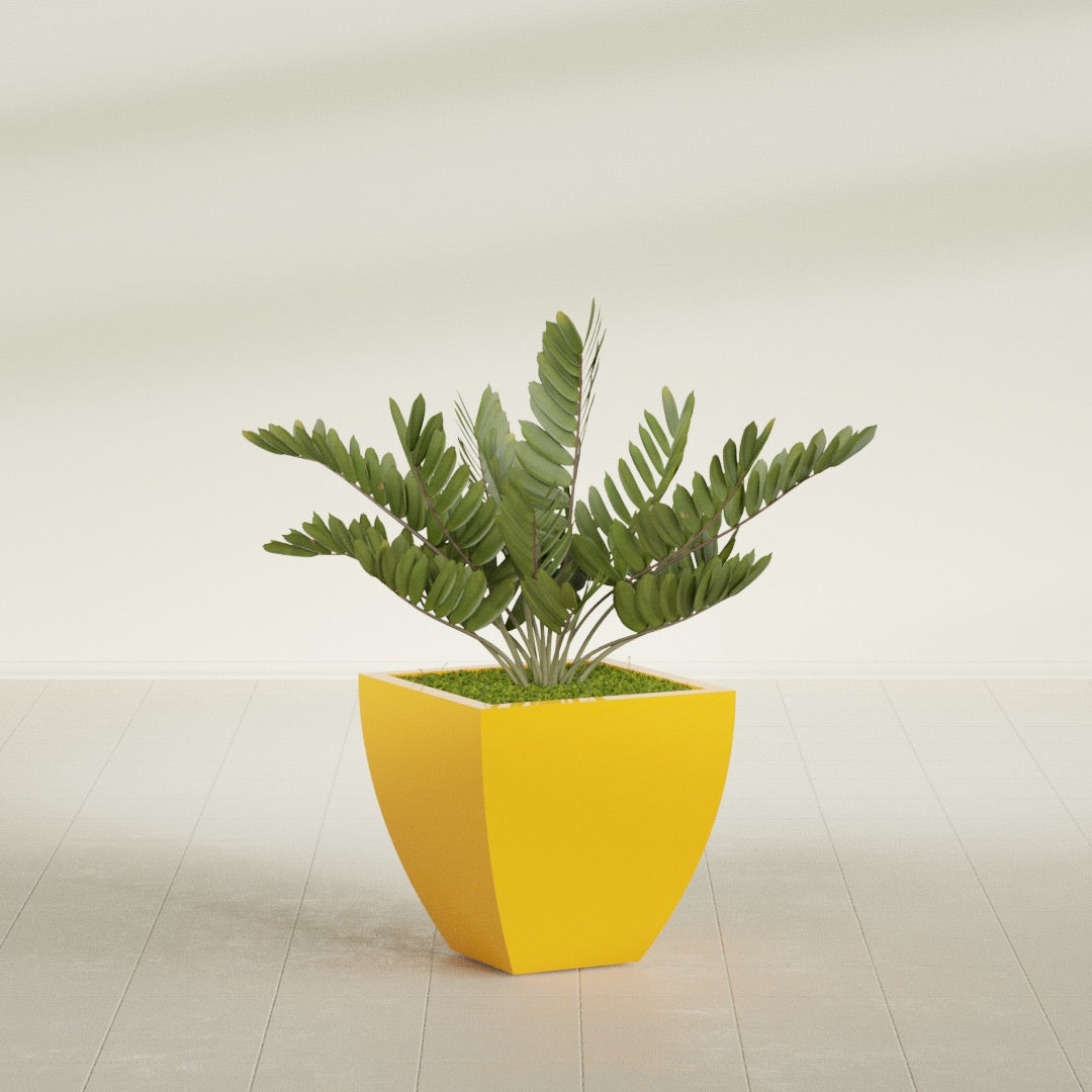 Lima Medium Tapered Square Fiberglass Planter - 20 in x 20 in x 20 in - Gloss Saffron - Gloss Saffron,20 in x 20 in x 20 in