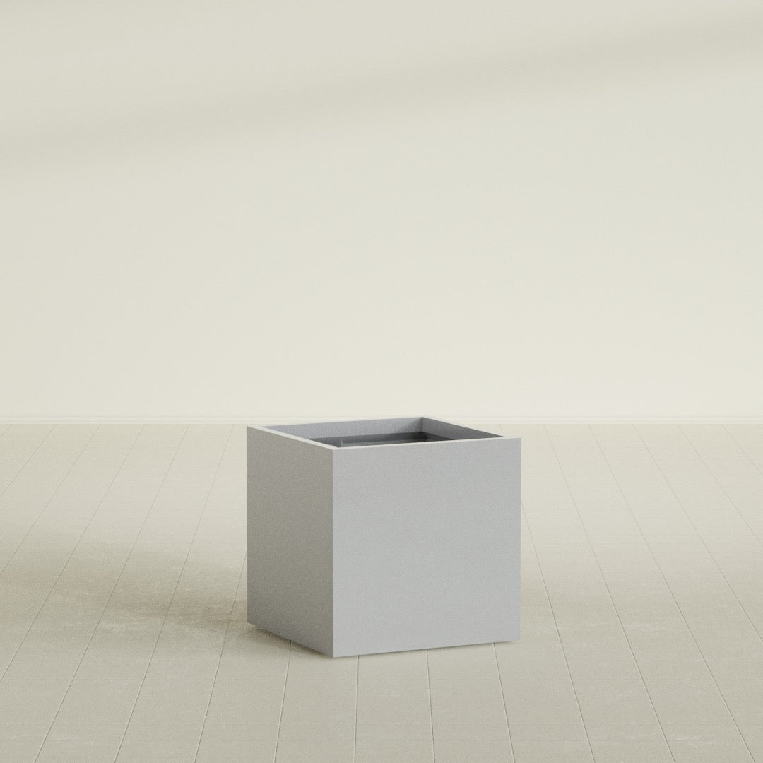 Montroy Medium Cube Square Fiberglass Planter - 28 in x 28 in x 28 in - Metallic Silver - Metallic Silver,28 in x 28 in x 28 in