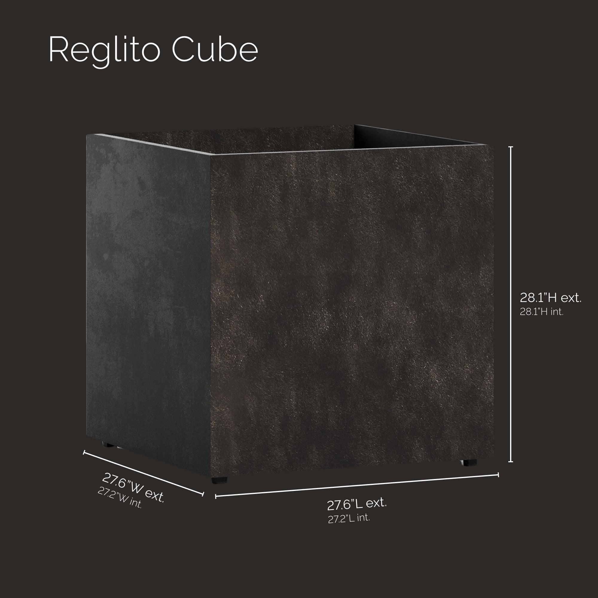 Reglito Cube Planter - 27.5 in x 27.5 in x 28 in - Brown Stone - Brown Stone,27.5 in x 27.5 in x 28 in - Brown Stone,27.5 in x 27.5 in x 28 in - Brown Stone,27.5 in x 27.5 in x 28 in - Brown Stone,27.5 in x 27.5 in x 28.1 in