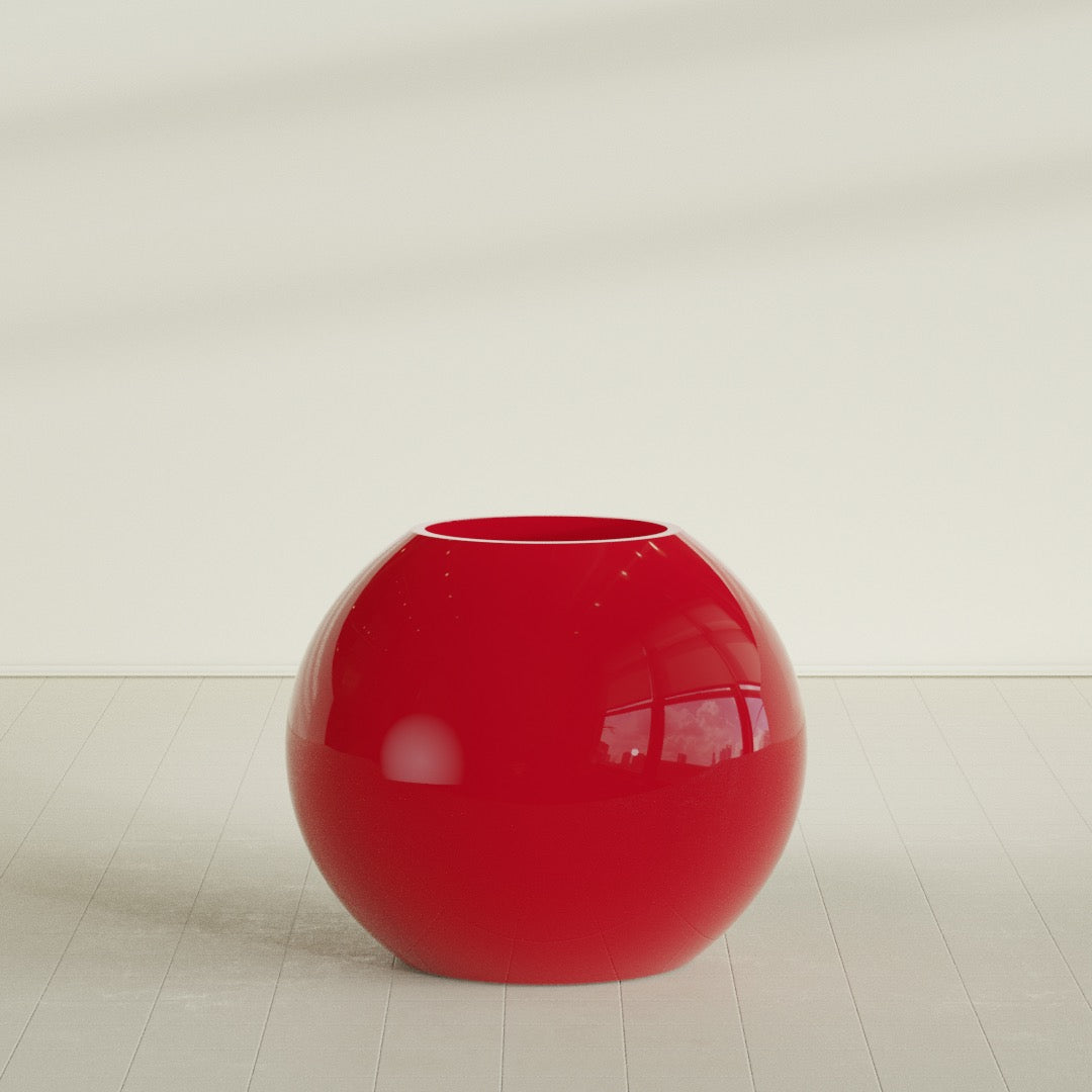 Globe Large Sphere Fiberglass Planter - 36 in x 36 in x 30 in - Gloss Red - Gloss Red,36 in x 36 in x 30 in