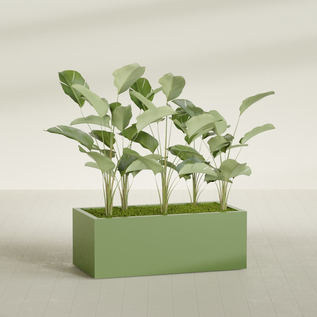 Torino Extra Large Wide Rectangle Fiberglass Planter - 48 in x 24 in x 18 in - Satin Green - Satin Green,48 in x 24 in x 18 in