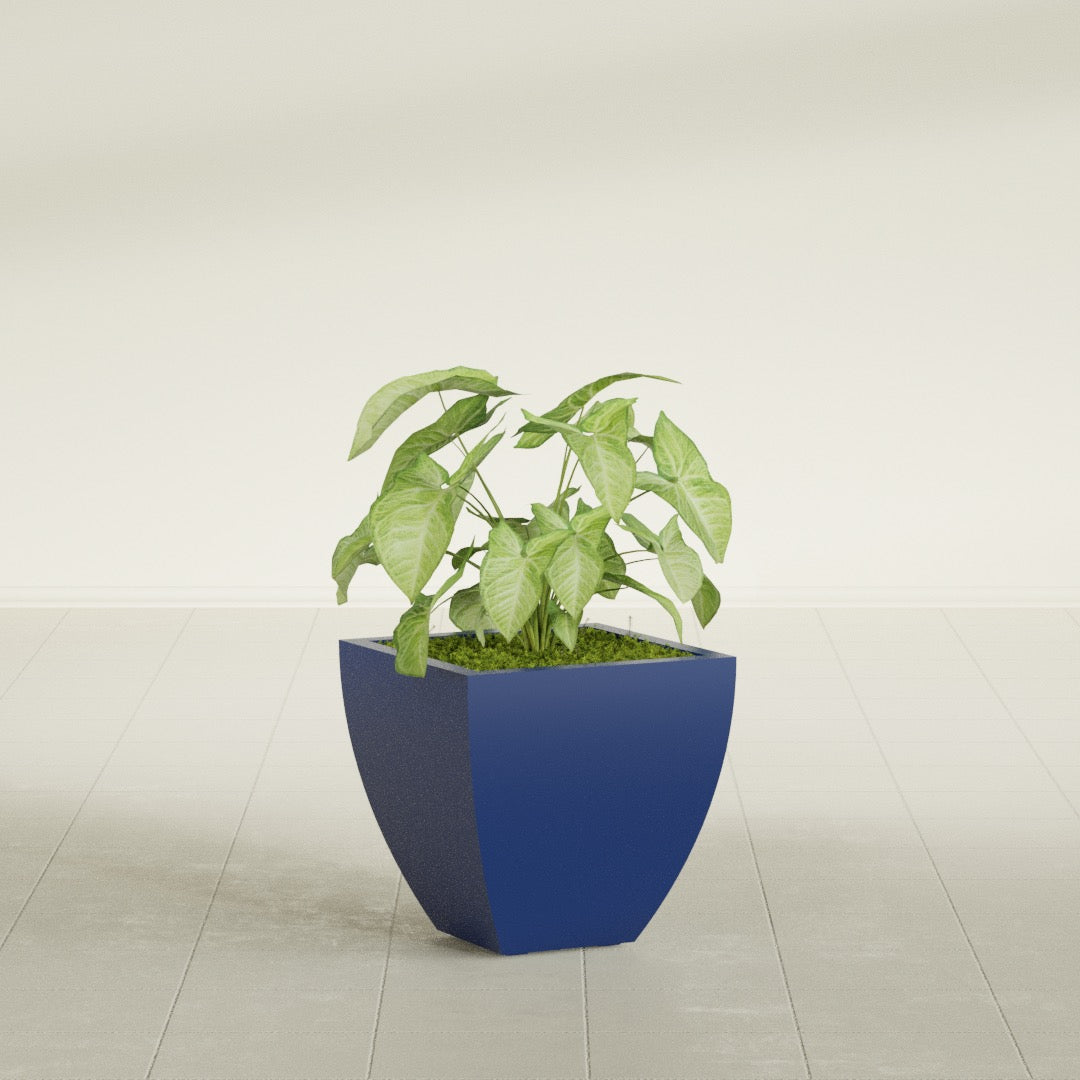 Lima Small Tapered Square Fiberglass Planter - 16 in x 16 in x 16 in - Matte Cobalt Blue - Matte Cobalt Blue,16 in x 16 in x 16 in