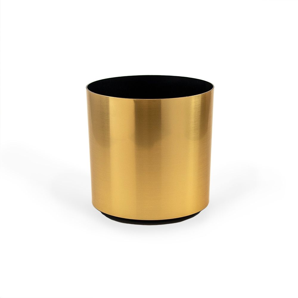 Small Round Metallic Plastic Planter - 12 in x 12 in x 12 in - Brushed Gold - Brushed Gold,12 in x 12 in x 12 in - Brushed Gold,12 in x 12 in x 12 in