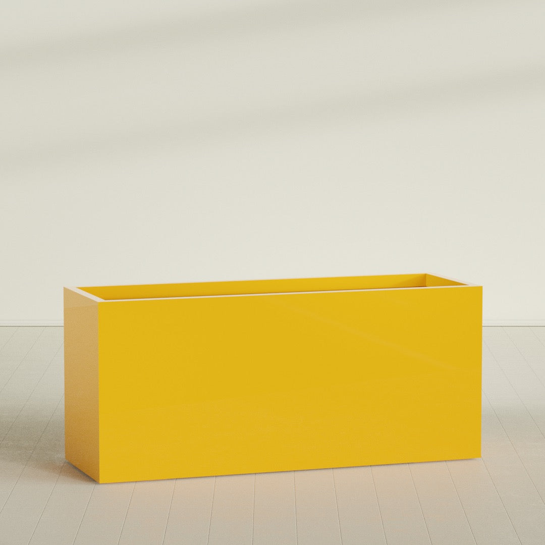 Brisbane Extra Large Long Rectangle Fiberglass Planter - 72 in x 24 in x 32 in - Gloss Saffron - Gloss Saffron,72 in x 24 in x 32 in