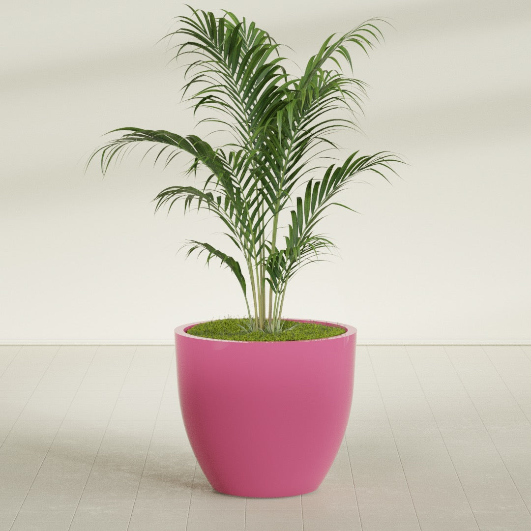 Wannsee Large Round Fiberglass Planter - 39 in x 39 in x 34 in - Gloss Pink Violet - Gloss Pink Violet,39 in x 39 in x 34 in