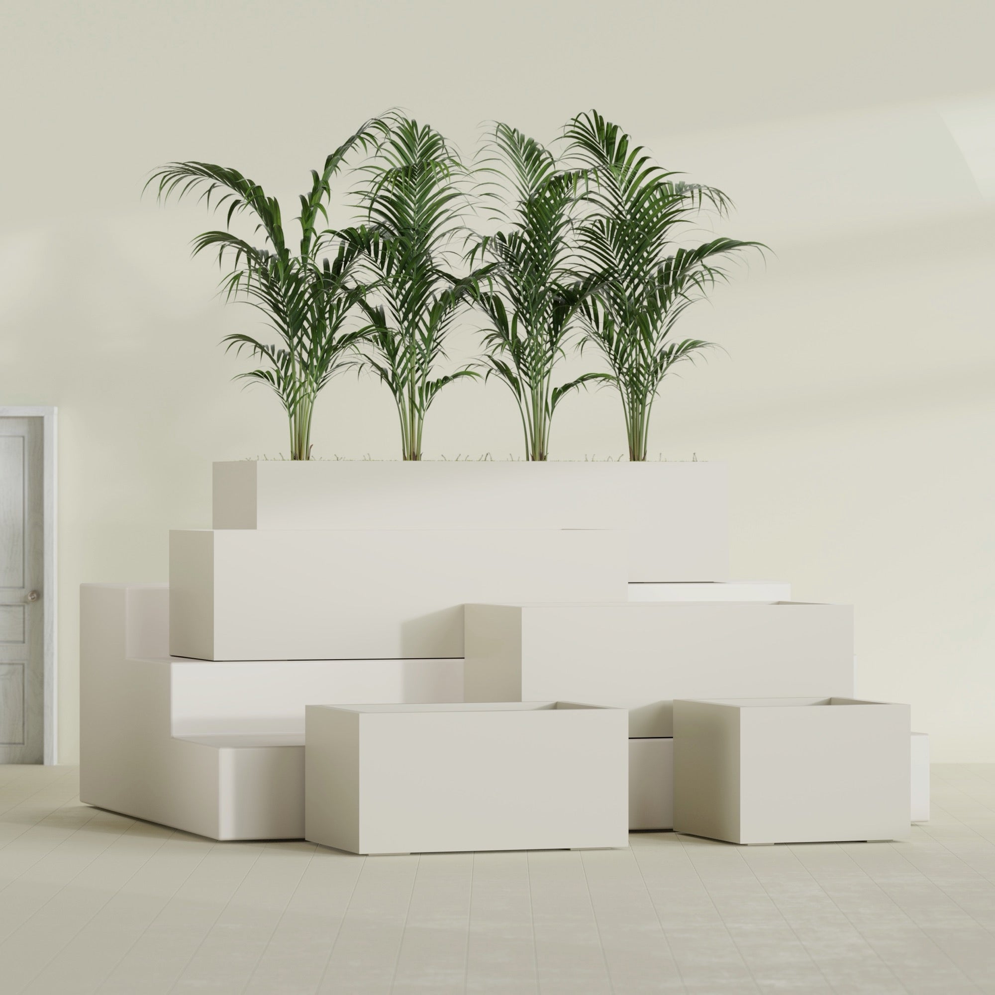 Torino Large Wide Rectangle Fiberglass Planter - 36 in x 24 in x 18 in - Satin Beige - Satin Beige,36 in x 24 in x 18 in