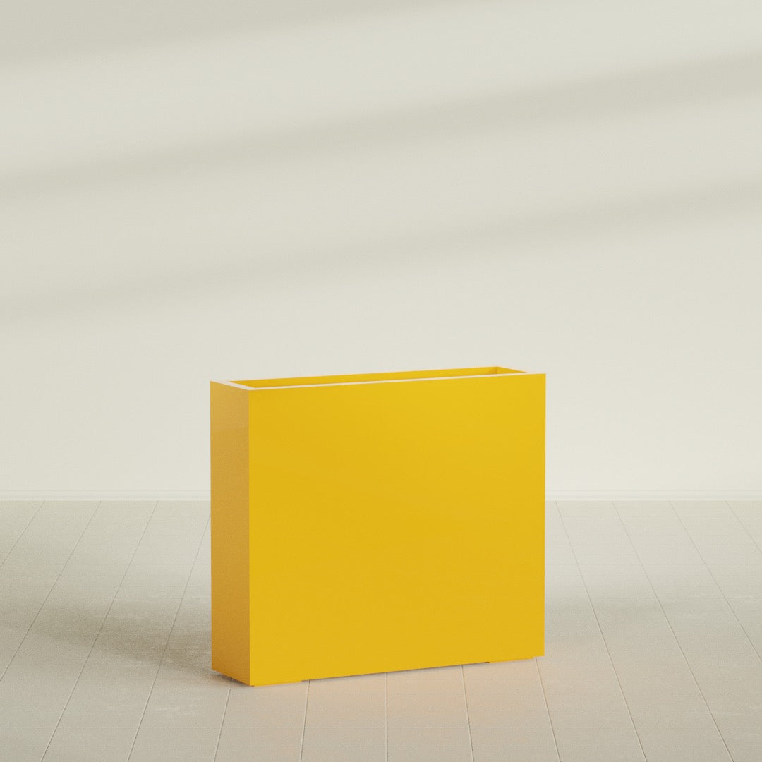 Amesbury Large Narrow Rectangle Fiberglass Planter - 36 in x 10 in x 32 in - Gloss Saffron - Gloss Saffron,36 in x 10 in x 32 in