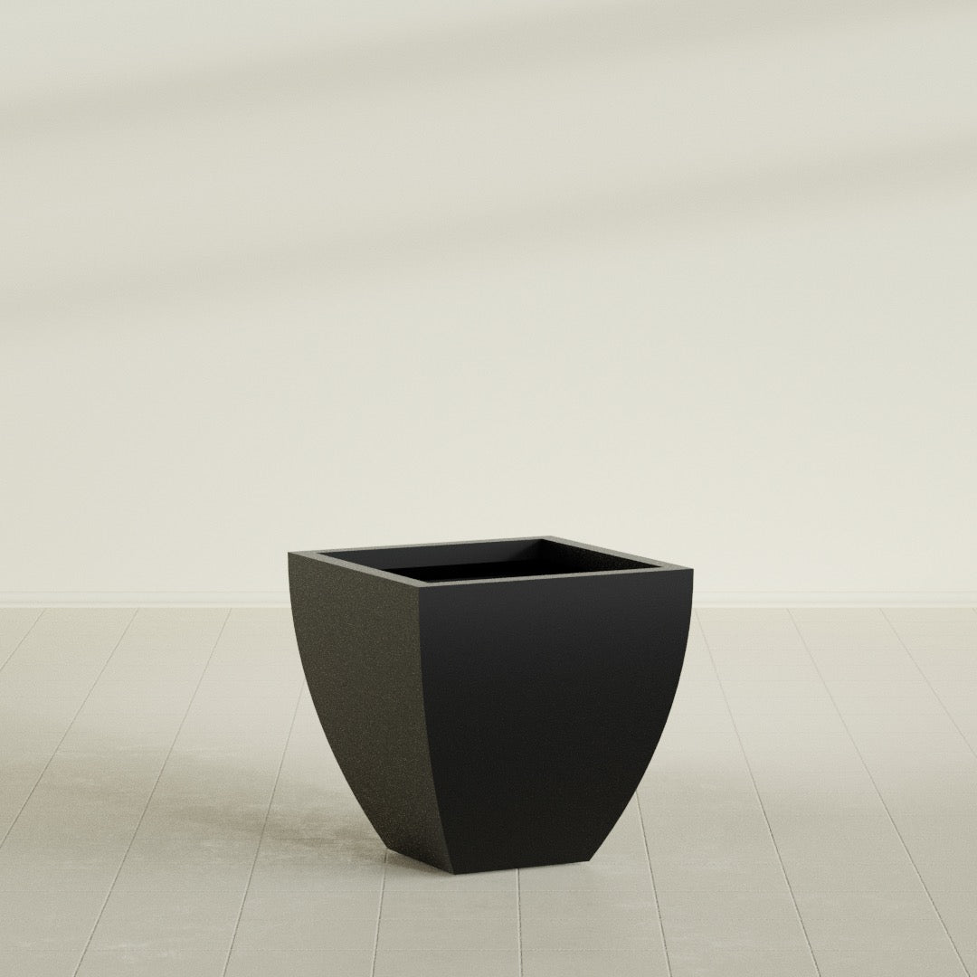 Lima Medium Tapered Square Fiberglass Planter - 24 in x 24 in x 24 in - Matte Black - Matte Black,24 in x 24 in x 24 in