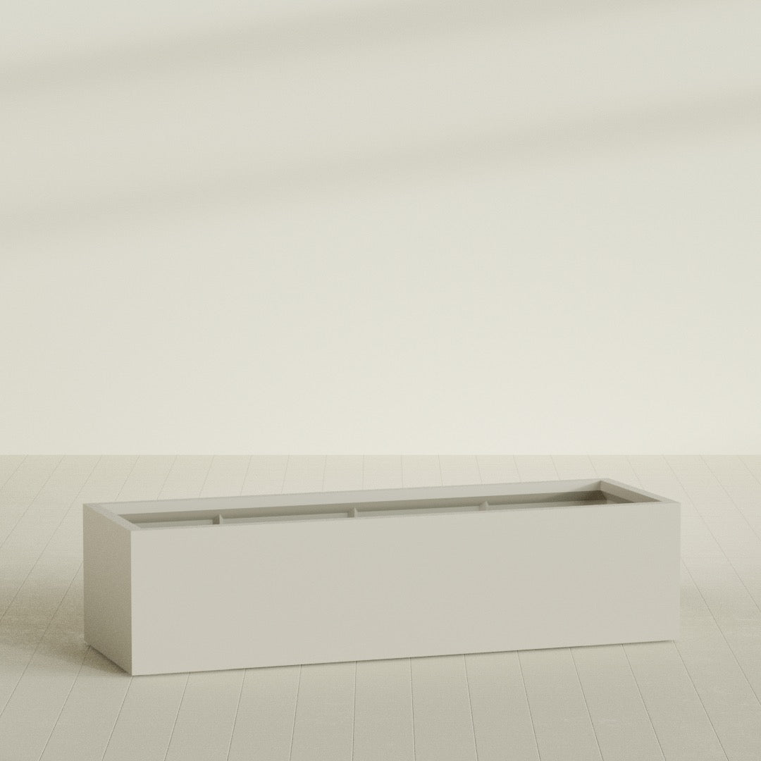 Torino Extra Large Wide Rectangle Fiberglass Planter - 72 in x 24 in x 18 in - Satin Beige - Satin Beige,72 in x 24 in x 18 in