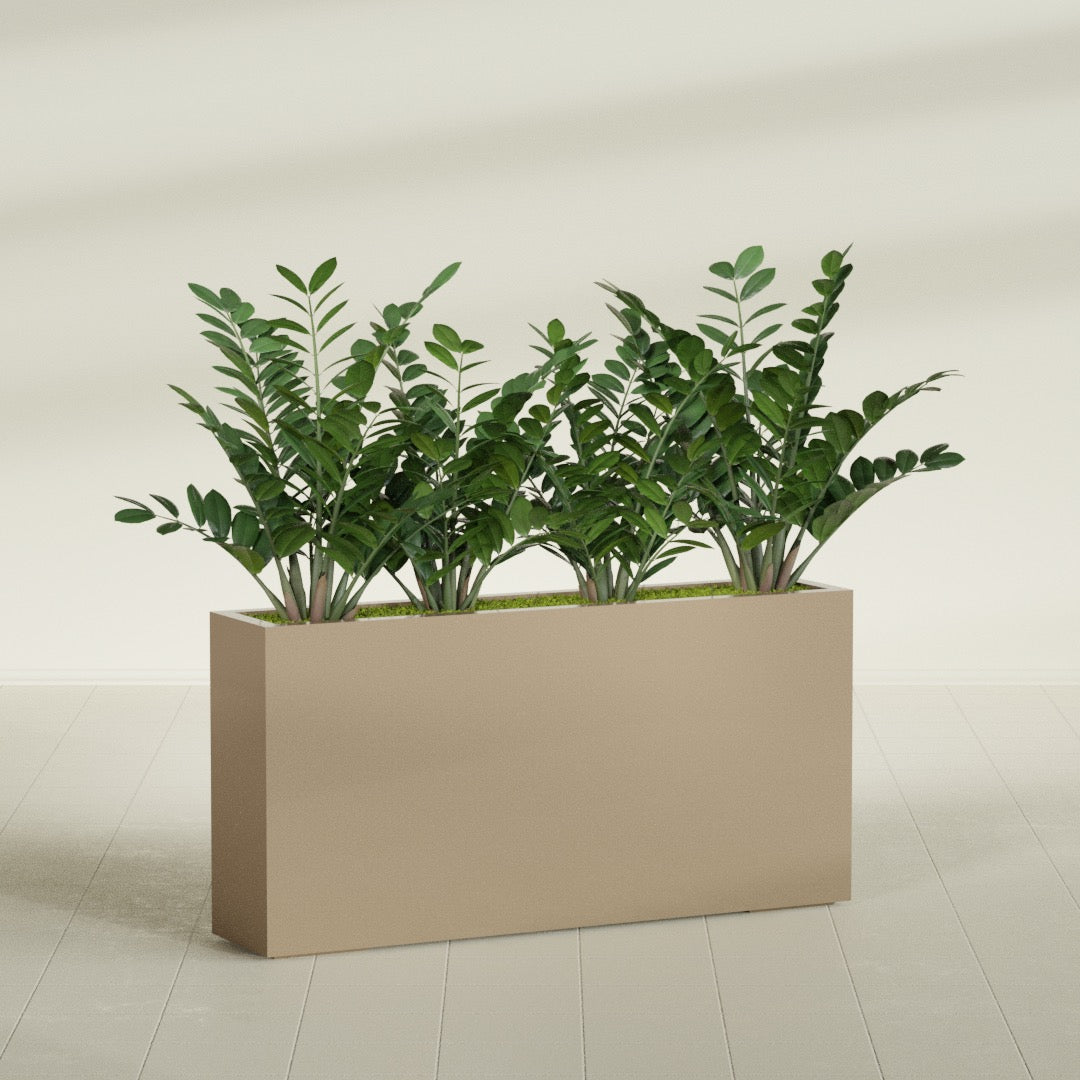 Milano Extra Large Narrow Rectangle Fiberglass Planter - 48 in x 10 in x 24 in - Metallic Gold - Metallic Gold,48 in x 10 in x 24 in