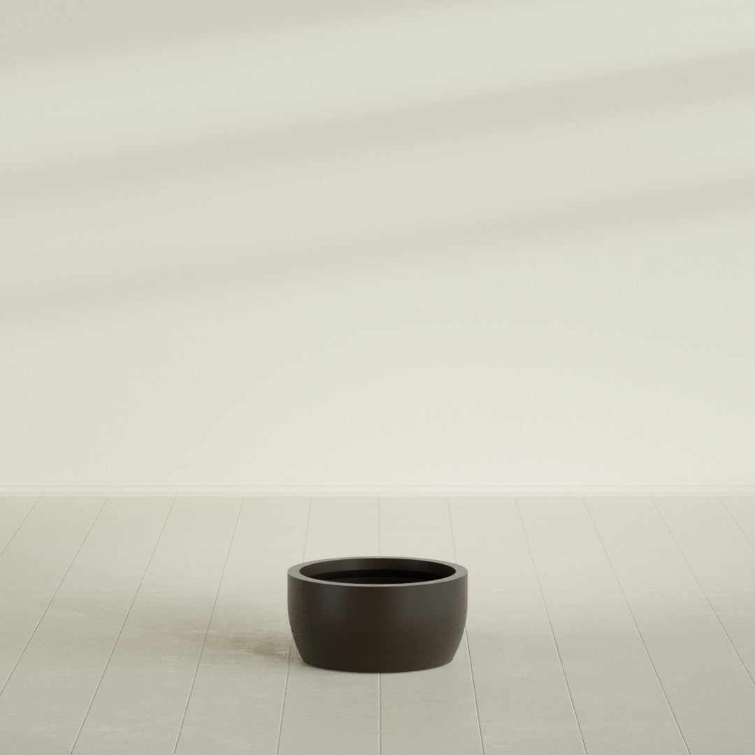 Casablanca Medium Round Low Bowl Fiberglass Planter - 20 in x 20 in x 10 in - Matte Brown - Matte Brown,20 in x 20 in x 10 in
