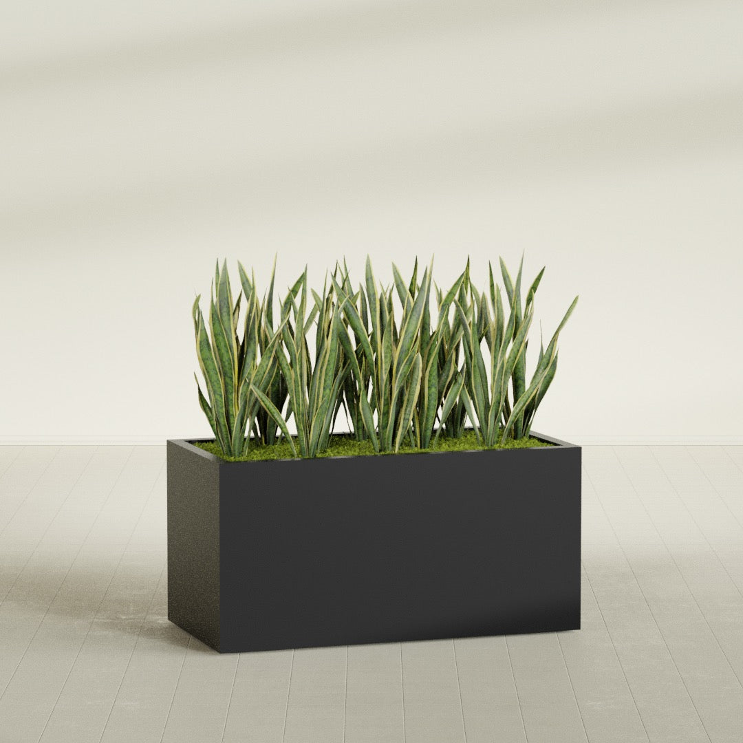 Granada Extra Large Long Rectangle Fiberglass Planter - 48 in x 24 in x 24 in - Matte Black - Matte Black,48 in x 24 in x 24 in