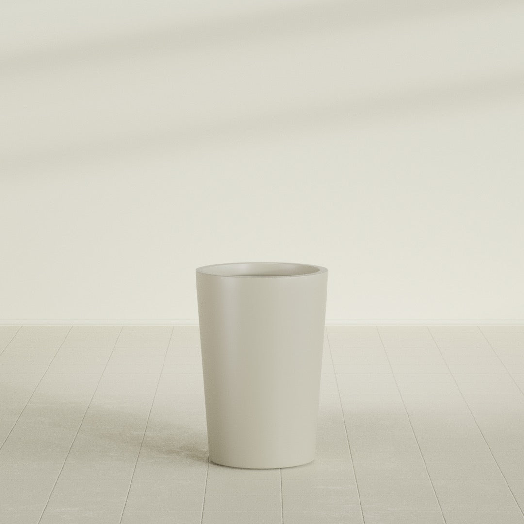 Tegel Medium Round Fiberglass Planter - 18 in x 18 in x 26 in - Satin Beige - Satin Beige,18 in x 18 in x 26 in