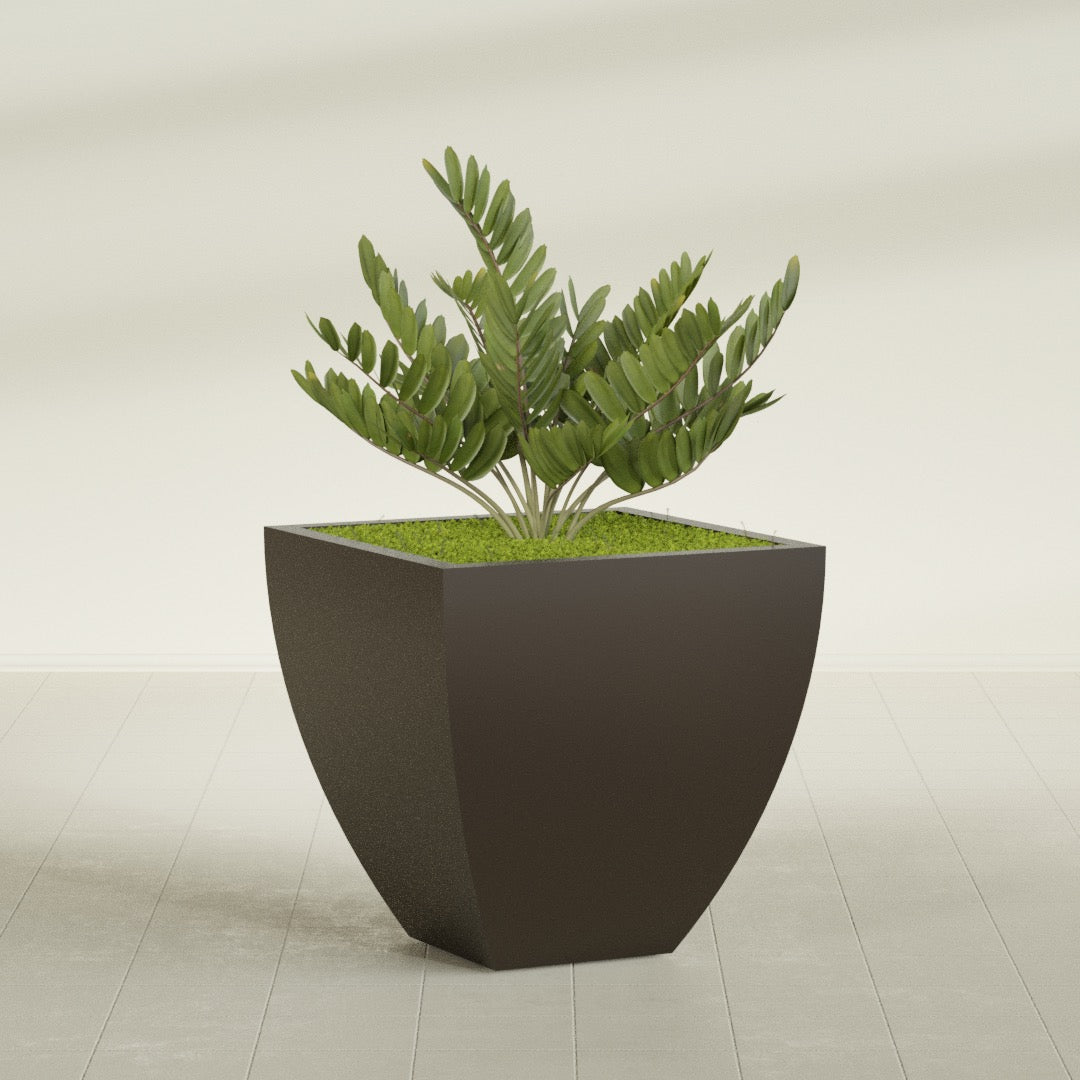 Lima Large Tapered Square Fiberglass Planter - 30 in x 30 in x 30 in - Matte Brown - Matte Brown,30 in x 30 in x 30 in