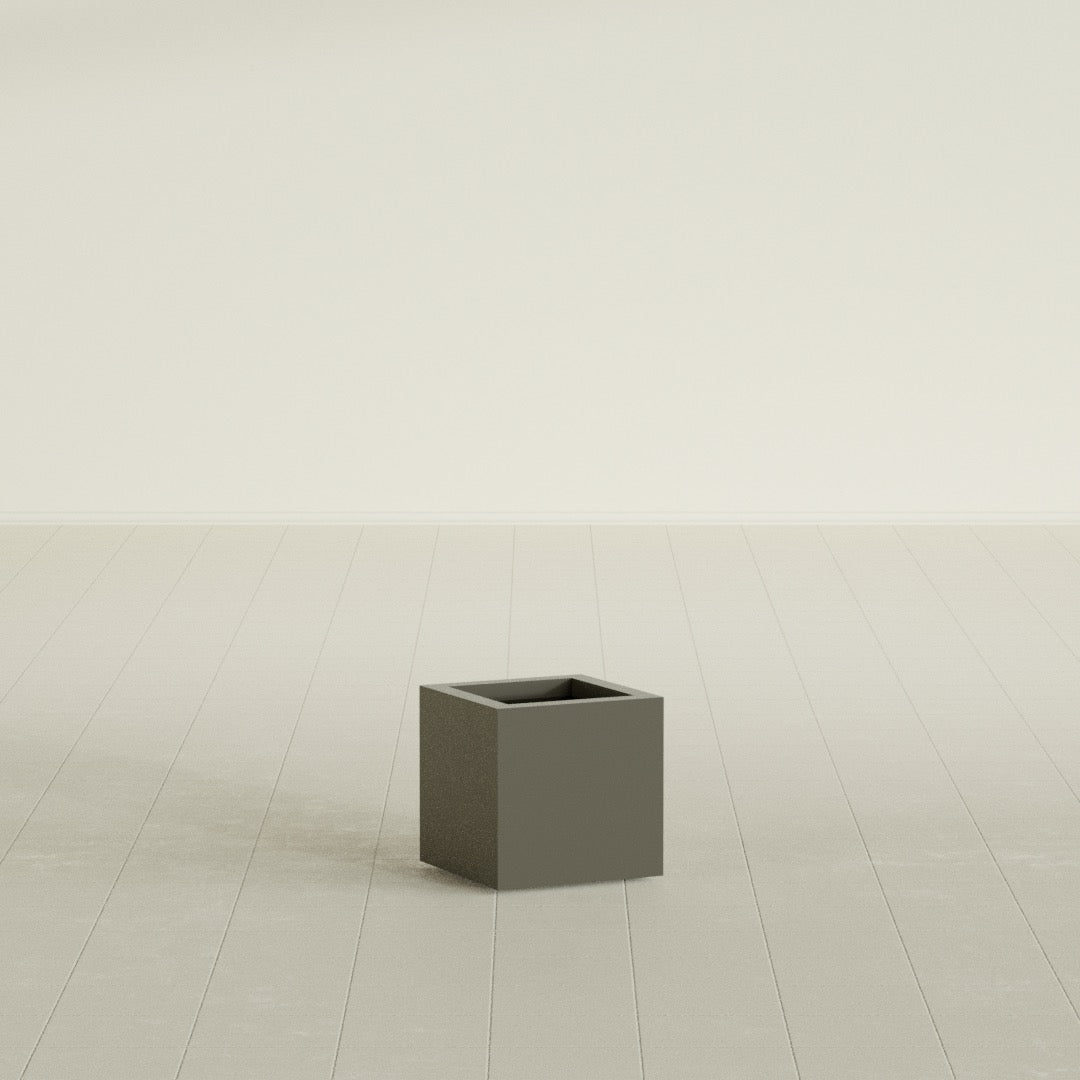 Montroy Small Cube Square Fiberglass Planter - 12 in x 12 in x 12 in - Matte Bronze - Matte Bronze,12 in x 12 in x 12 in