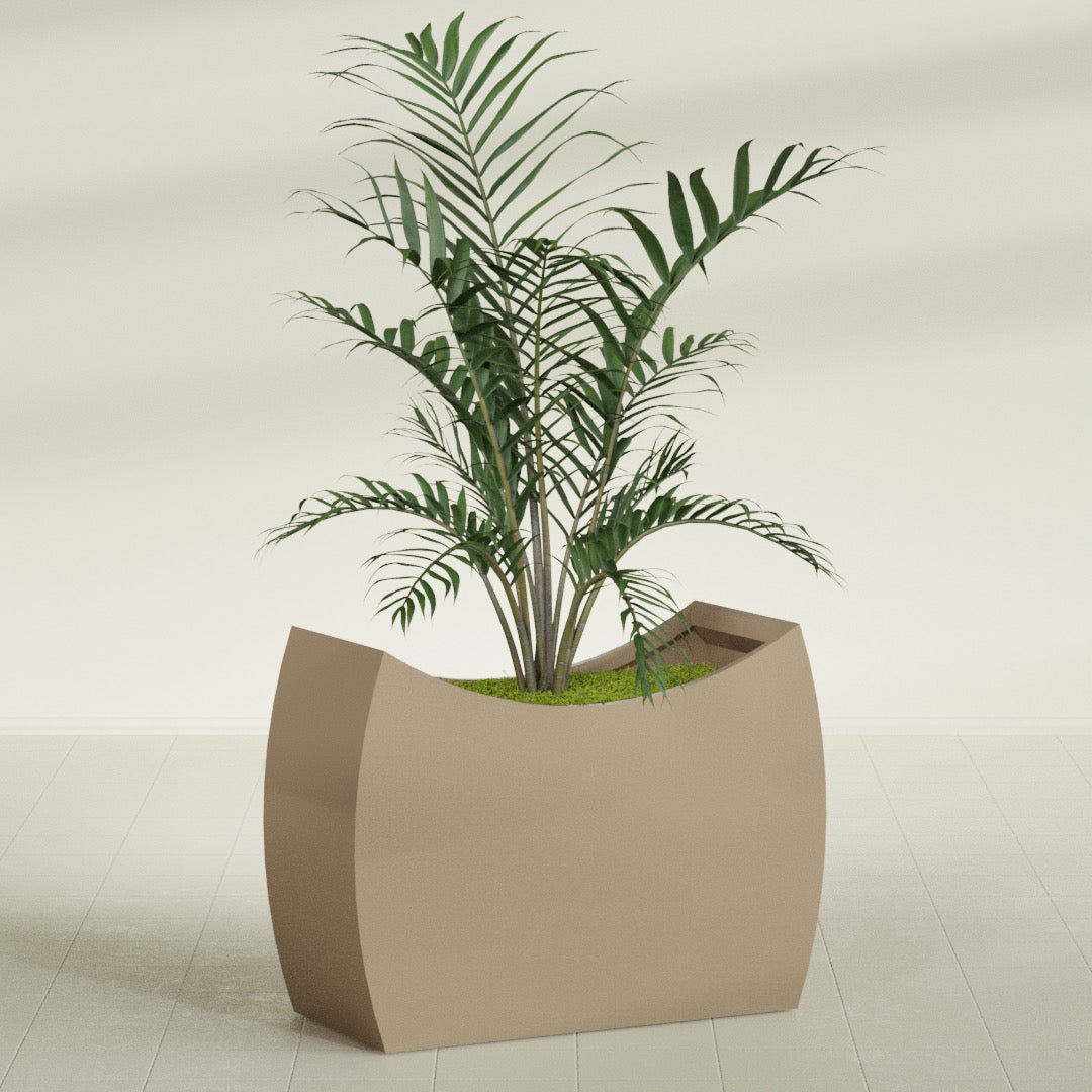 Seoul Extra Large Curved Abstract Fiberglass Planter - 48 in x 20 in x 36 in - Metallic Gold - Metallic Gold,48 in x 20 in x 36 in