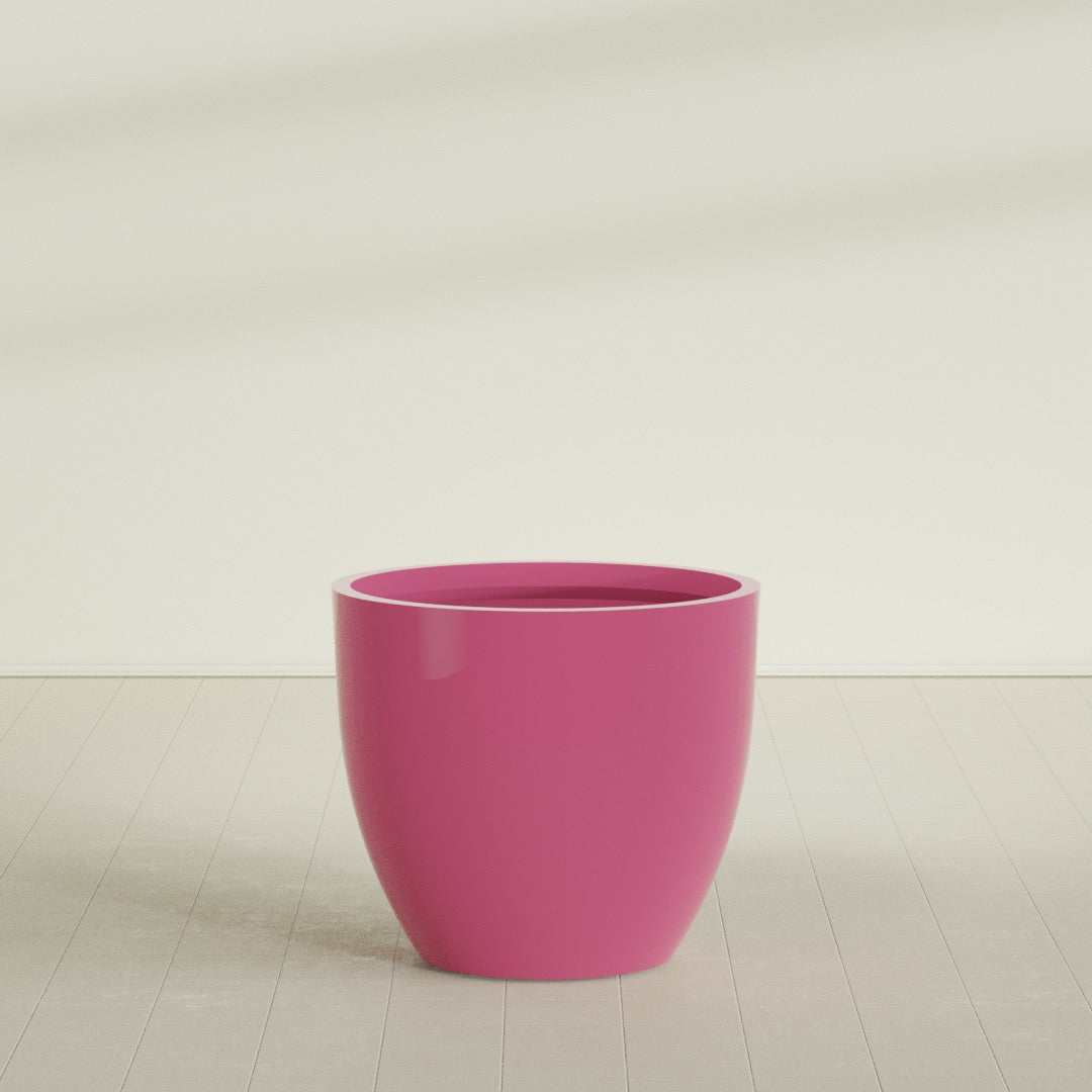 Wannsee Large Round Fiberglass Planter - 44 in x 44 in x 39 in - Gloss Pink Violet - Gloss Pink Violet,44 in x 44 in x 39 in