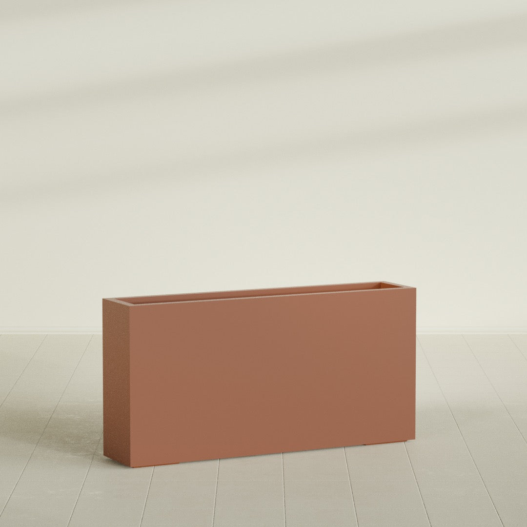 Milano Extra Large Narrow Rectangle Fiberglass Planter - 48 in x 10 in x 24 in - Matte Terracotta - Matte Terracotta,48 in x 10 in x 24 in