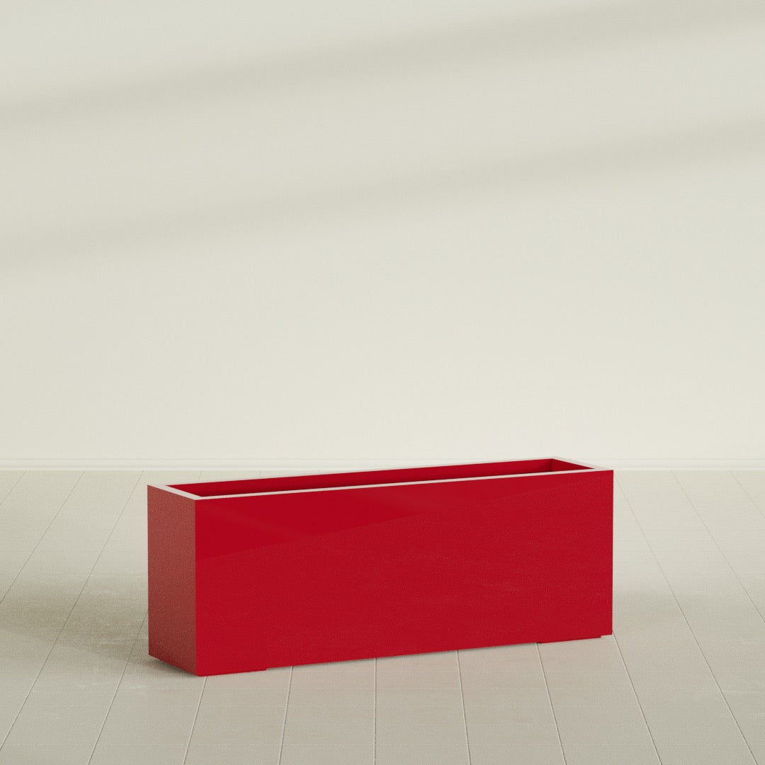 Miami Extra Large Narrow Rectangle Fiberglass Planter - 48 in x 12 in x 18 in - Gloss Red - Gloss Red,48 in x 12 in x 18 in