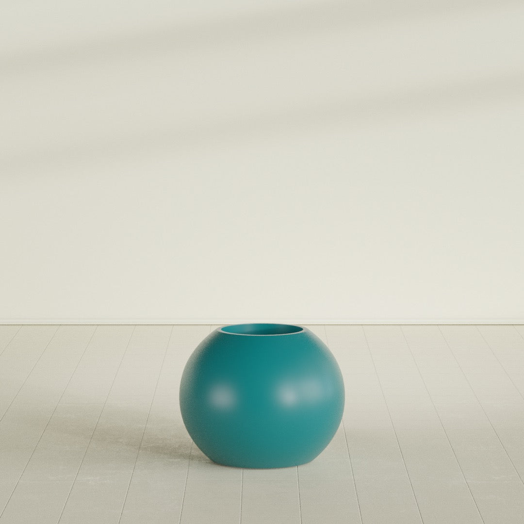 Globe Medium Sphere Fiberglass Planter - 24 in x 24 in x 19 in - Satin Sea Foam - Satin Sea Foam,24 in x 24 in x 20 in