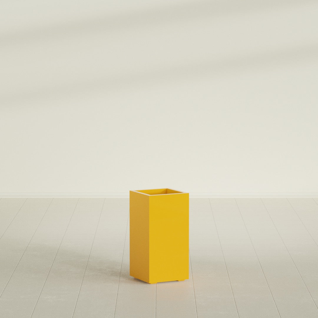 Potsdam Large Tall Rectangle Fiberglass Planter - 16 in x 16 in x 32 in - Gloss Saffron - Gloss Saffron,16 in x 16 in x 32 in