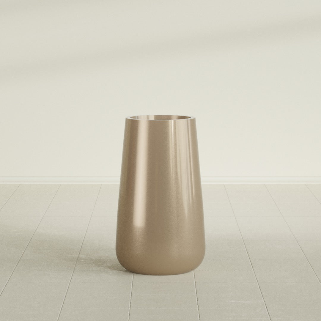 Saigon Large Tapered Round Planter - 16 in x 21 in x 36 in - Metallic Gold - Metallic Gold,16.4 in x 20.7 in x 36 in