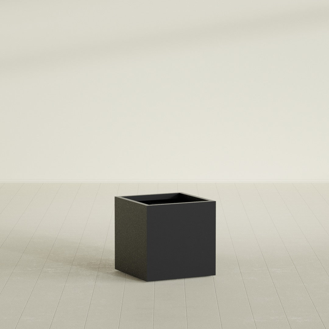 Montroy Medium Cube Square Fiberglass Planter - 24 in x 24 in x 24 in - Matte Black - Matte Black,24 in x 24 in x 24 in