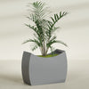 Seoul Extra Large Curved Abstract Fiberglass Planter - 48 in x 20 in x 36 in - Metallic Gunmetal - Metallic Gunmetal,48 in x 20 in x 36 in