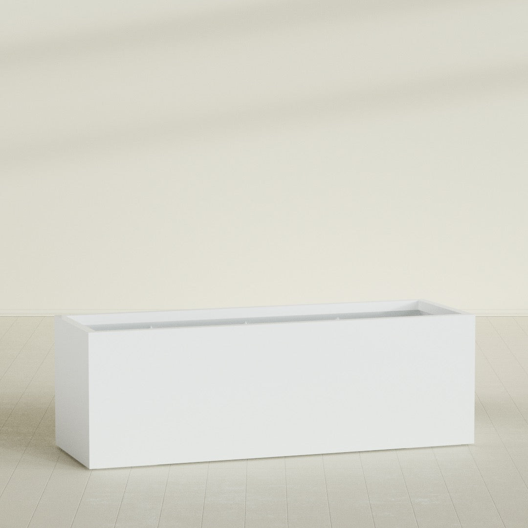 Granada Extra Large Long Rectangle Fiberglass Planter - 72 in x 24 in x 24 in - Matte White - Matte White,72 in x 24 in x 24 in