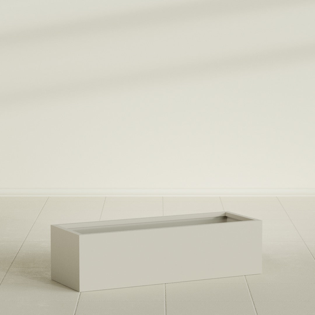 Reade Small Tabletop Rectangle Fiberglass Planter - 18 in x 6.5 in x 5 in - Satin Beige - Satin Beige,18.5 in x 6.5 in x 5 in