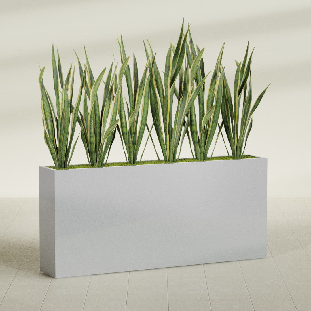Delray Extra Large Long Rectangle Fiberglass Planter - 72 in x 12 in x 32 in - Metallic Silver - Metallic Silver,72 in x 12 in x 32 in