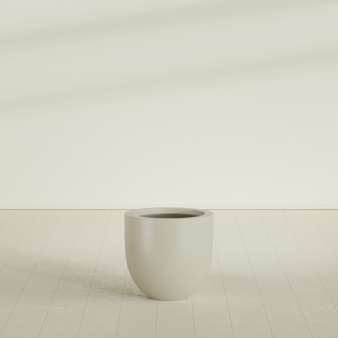 Alzira Medium Round Fiberglass Planter - 23 in x 23 in x 22 in - Satin Beige - Satin Beige,23 in x 23 in x 22 in