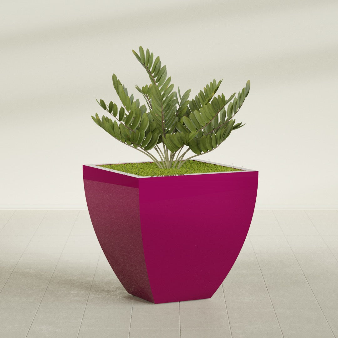 Lima Large Tapered Square Fiberglass Planter - 30 in x 30 in x 30 in - Gloss Eggplant - Gloss Eggplant,30 in x 30 in x 30 in