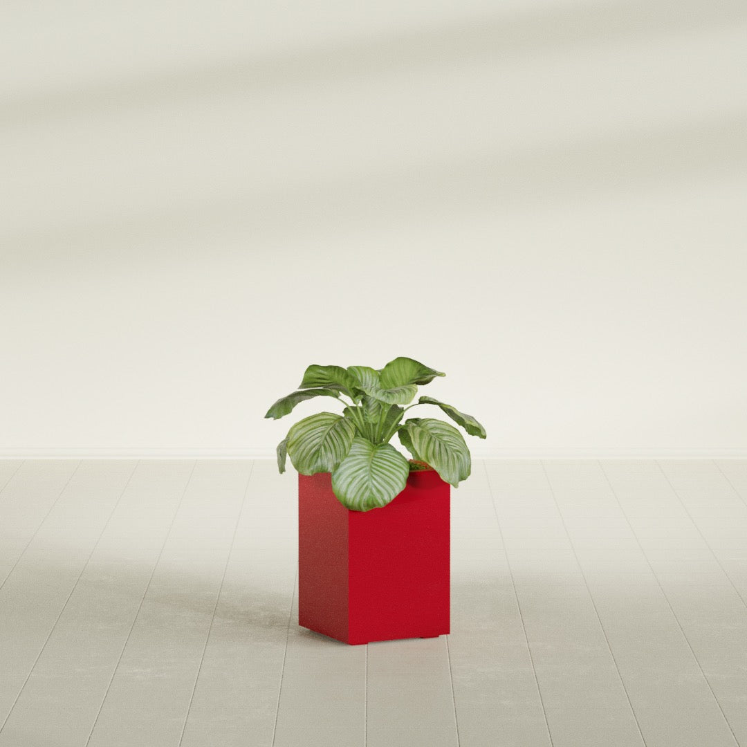 Miami Small Rectangle Fiberglass Planter - 12 in x 12 in x 18 in - Gloss Red - Gloss Red,12 in x 12 in x 18 in