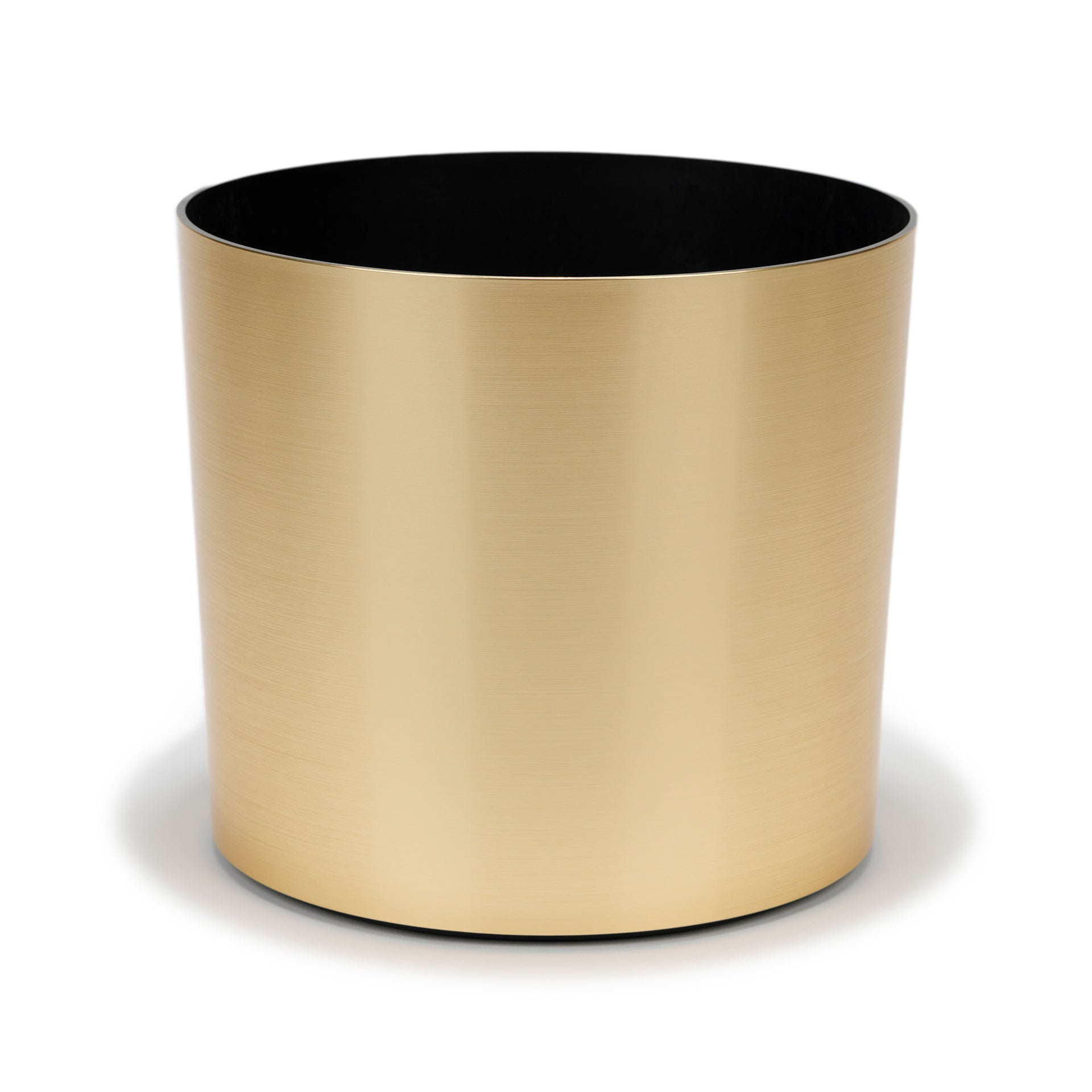 Small Round Metallic Plastic Planter - 12 in x 12 in x 12 in - Brushed Brass - Brushed Brass,12 in x 12 in x 12 in