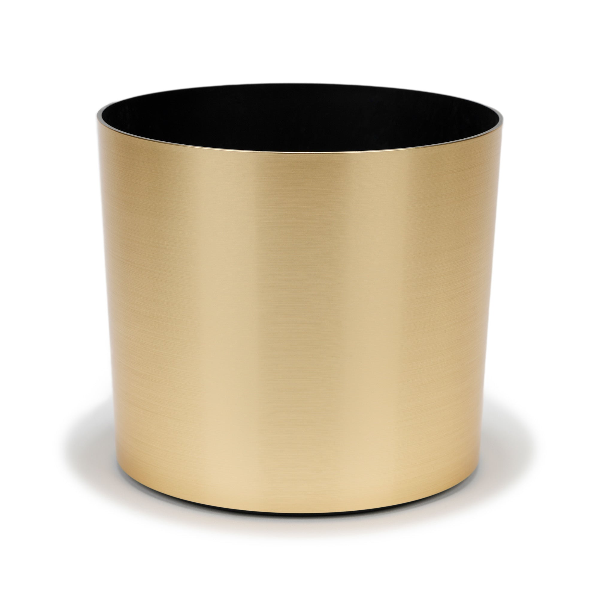 Small Round Metallic Plastic Planter - 9 in x 9 in x 7 in - Brushed Gold - Brushed Gold,9 in x 9 in x 7 in