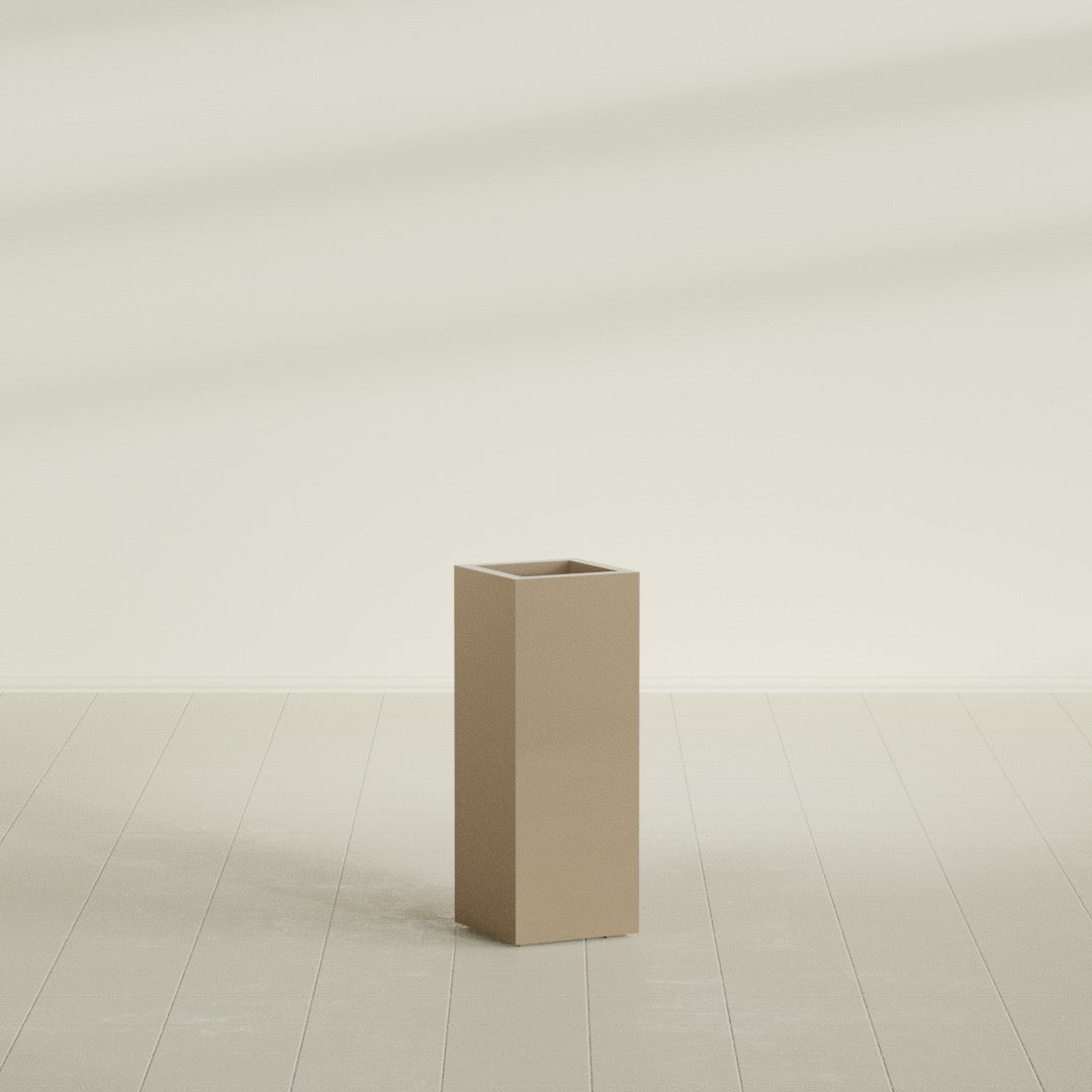Delray Large Tall Rectangle Fiberglass Planter - 12 in x 12 in x 32 in - Metallic Gold - Metallic Gold,12 in x 12 in x 32 in