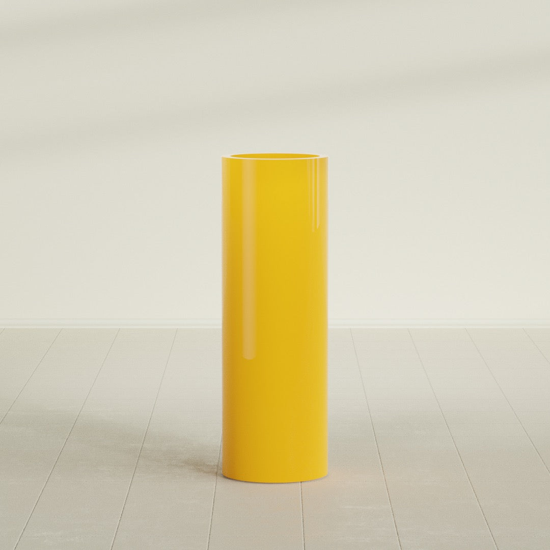 Corry Large Tall Cylinder Fiberglass Planter - 12 in x 12 in x 36 in - Gloss Saffron - Gloss Saffron,30 in x 30 in x 32 in
