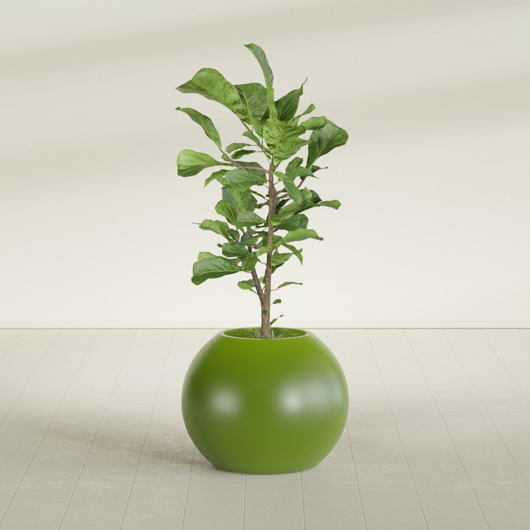 Globe Medium Sphere Fiberglass Planter - 24 in x 24 in x 19 in - Satin Green - Satin Green,24 in x 24 in x 20 in